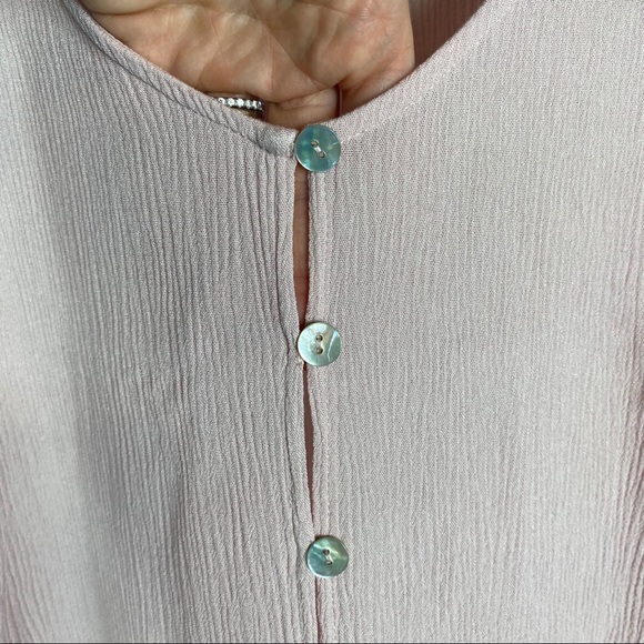 Blush pink button up tie front short sleeve blouse - Picture 4 of 9